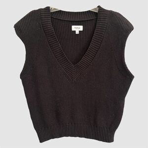 Pistola Black Sweater Vest Size L Boxy Oversized Minimalist Capsule Shouder Pads